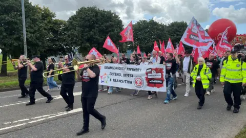 Grangemouth workers marching