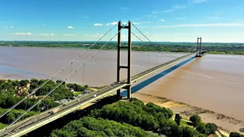 Humber Bridge Board Aerial view of the Humber Bridge looking from East Yorkshire into Lincolnshire