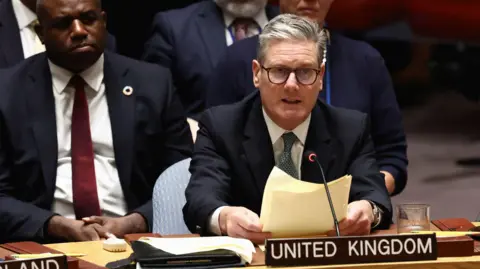 Reuters Keir Starmer addressing the UN Security Counci;