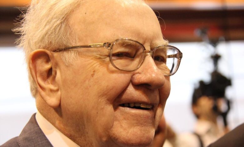 A jovial Warren Buffett at Berkshire Hathaway's annual shareholder meeting.