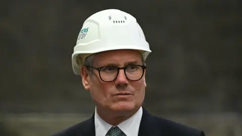 Getty Images Keir Starmer in a hard hat