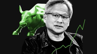 nvidia stock bull chart jensen huang graphic wide