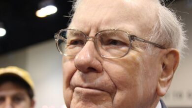 A close-up of Warren Buffett's face.