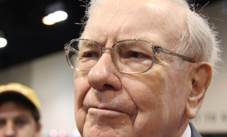 A close-up of Warren Buffett's face.