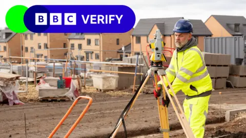 Getty Images Surveyor builder site engineer at construction site outdoors during surveying work