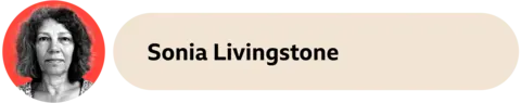 An image of Sonia Livingstone in a red circle to the left. The face is next to a beige box that reads 