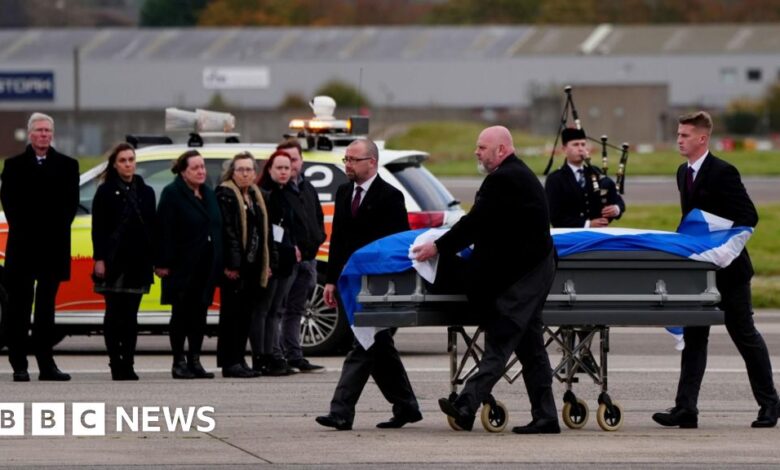 Alex Salmond's coffin arrives back in Scotland