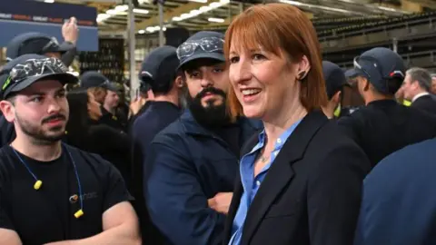 Getty Images Rachel Reeves meeting workers at a factory earlier in October