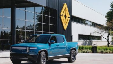 Rivian's R1 pickup at its plant in Normal, Illinois.