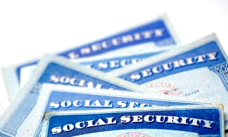 A stack of Social Security cards.