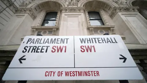 PA Media A street sign giving directions to Parliament Street and Whitehall in London