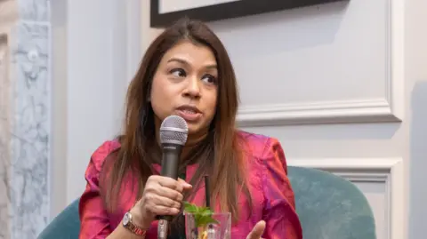 Getty Images Tulip Siddiq speaking at an event in 2023