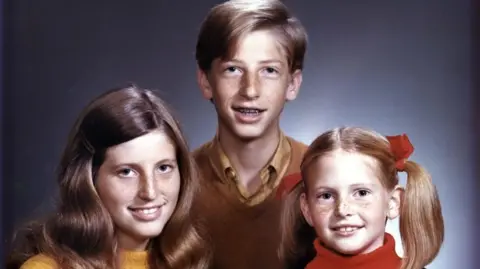 Gates Family Bill Gates as a child, with his sisters on either side of him, in a 1971 photograph