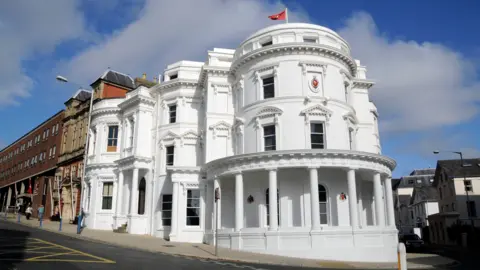 General view of the exterior of the House of Keys (The Isle of Man Government building) in Douglas.