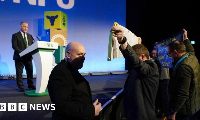 Environment Secretary Steve Reed speech disrupted by farm inheritance tax protesters