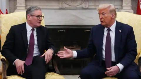 Getty Images Sir Keir Starmer and Donald Trump sitting down and in discussion