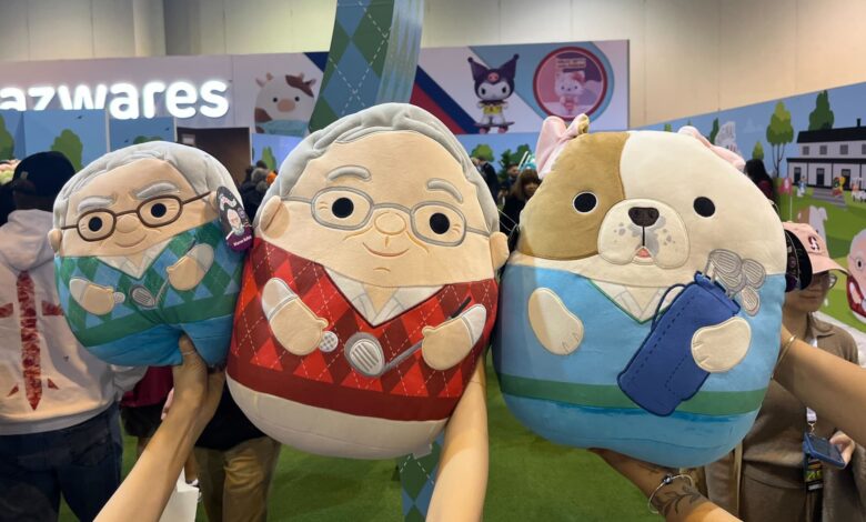 Berkshire meeting 'bazaar' features Buffett Squishmallows, 60th anniversary book and giant claw machine