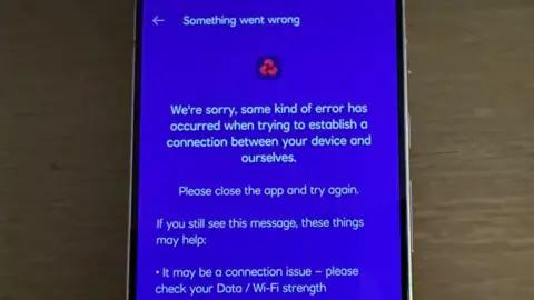 BBC/NatWest A phone displaying an error message with the NatWest logo. It reads: 