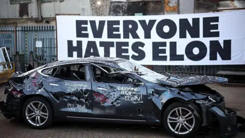 Getty Images A banner reading 