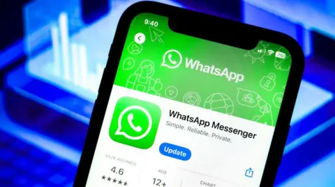 Getty Images The WhatsApp app displayed on a phone screen