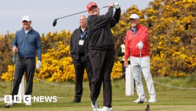 Trump takes a break from world affairs to tee-up his Scottish golf courses