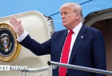 US president Donald Trump arrives in Scotland for four-day visit