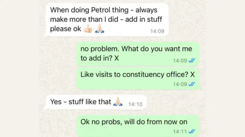 A screengrab of text messages. The first says 